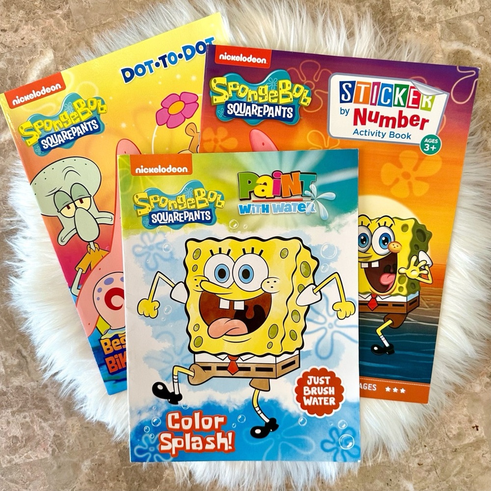 SpongeBob SquarePants Sticker By Number, Dot-to-Dot, & Paint With Water Book Lot